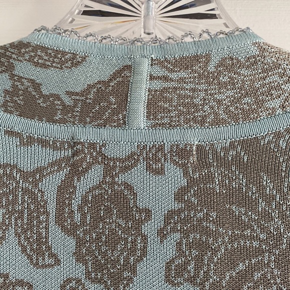 Sigrid Olsen Collection Aqua and Taupe Silk Blend Sweater Set - Size Medium - Picture 13 of 16